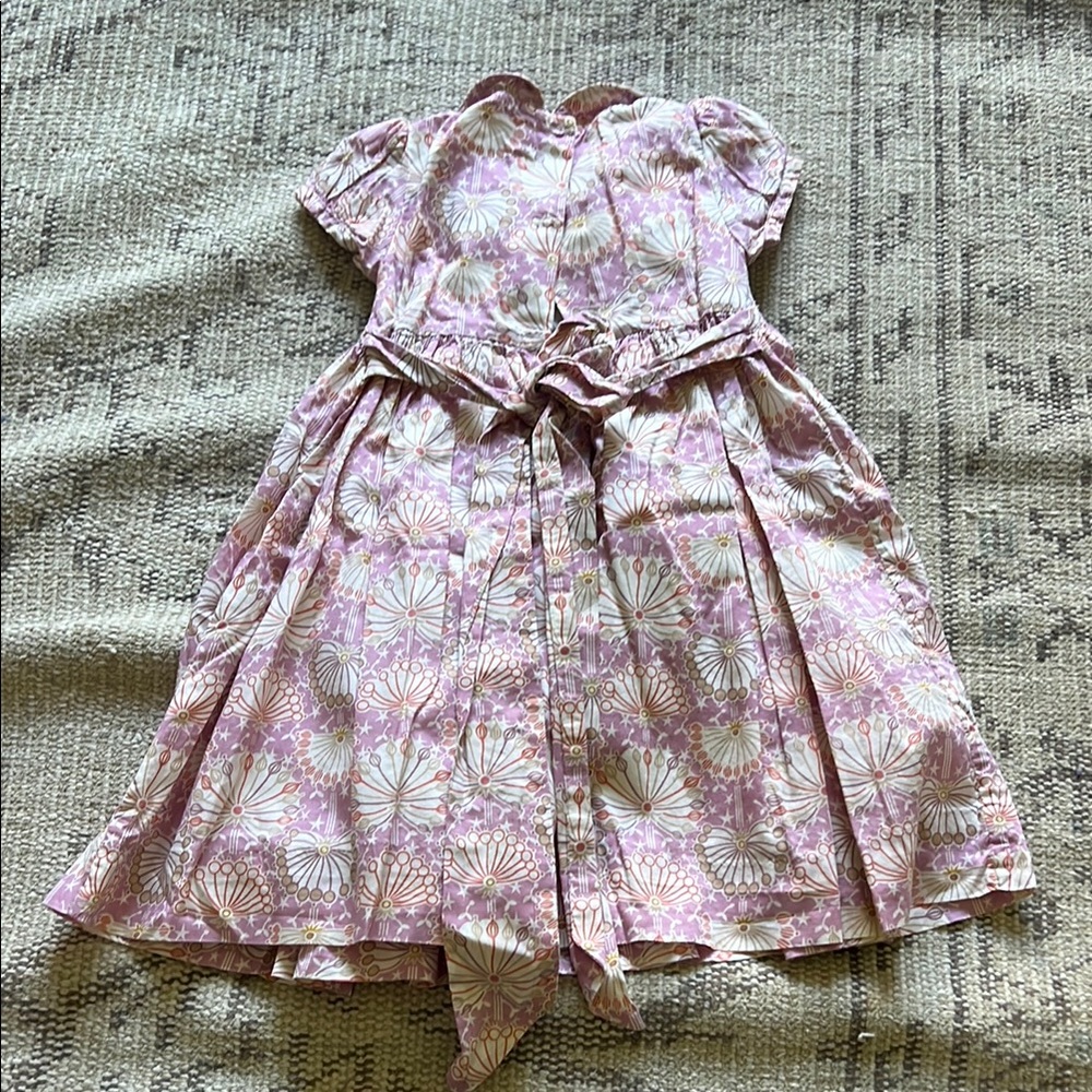 Floral Pink and White Smocked girls Dress - Picture 9 of 9